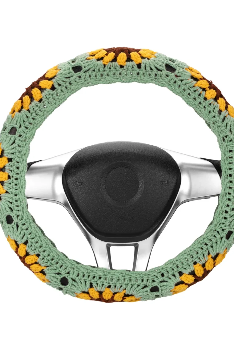 cute crochet steering wheel cover 5# front