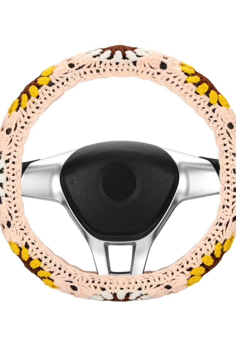 cute crochet steering wheel cover 7# front